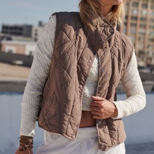 Free People Quinn quilted puffer vest Hickory
